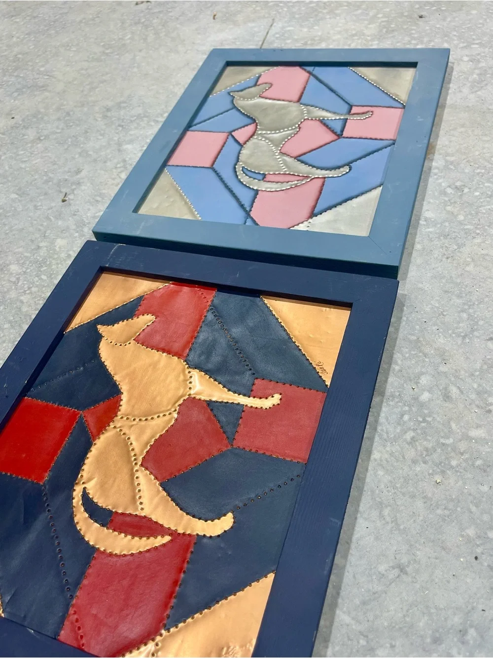 Metal Punch Patchwork Wall Art Set of 2 Framed Signed Horse Jackie Hinderliter